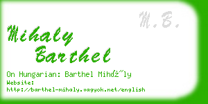 mihaly barthel business card